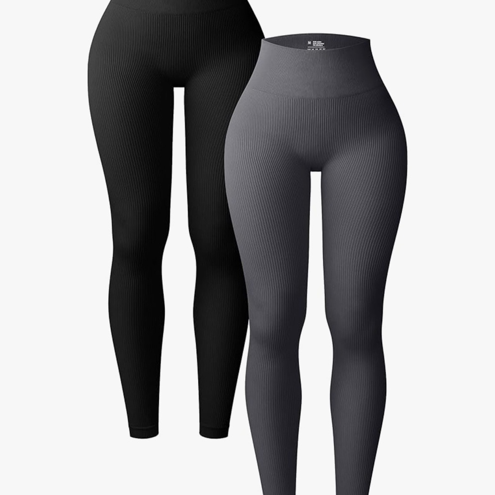 Seamless High-Waisted Leggings - Black and Gray